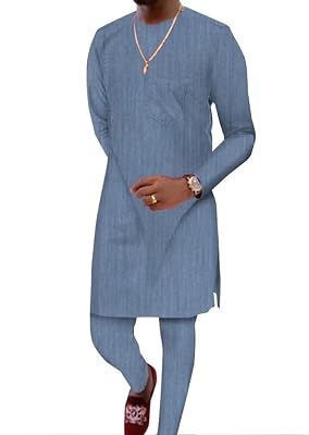 African Traditional Clothes for Men Dashiki Suit Long Sleeve African Mens Outfit 2 Piece Nigerian Clothes for Party
