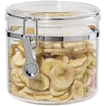 Oggi Clear Canister with Clamp Lid, 38 oz - Large Airtight Food Storage Container, for Kitchen & Pantry Storage of Bulk, Dry Foods Including Pasta, Flour, Sugar, Coffee, Rice, Tea, Spices & Herbs