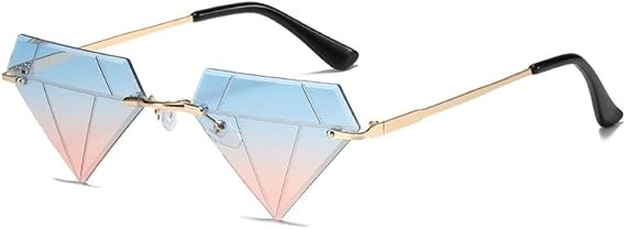 HomeSoGood Diamond Shaped Sun Glasses, Rimless Triangle Sunglasses for Women, Retro Party Eyewear