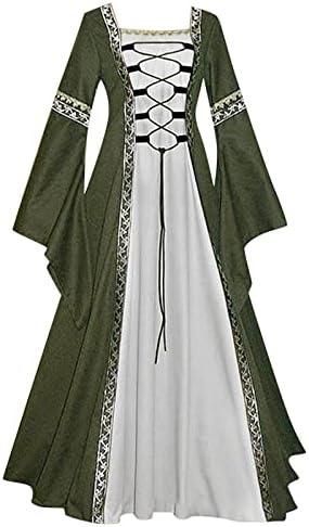 XUNRYAN Plus Size Women Gothic Halloween Costume Medieval Renaissance Victorian Princess Witch Vampire Pirate Dress