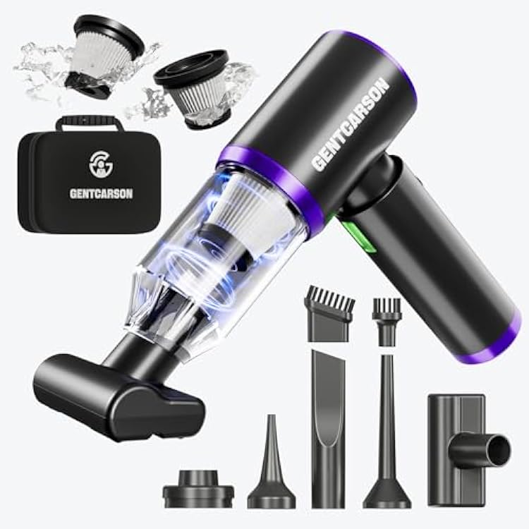 Handheld Vacuum Cordless, 15000Pa Car Cleaner, 4 in 1 Portable Mini Hand Vacuum with Dust Lamp Brushless Motor Wireless Compressed Air Duster Blower for Home Car Office