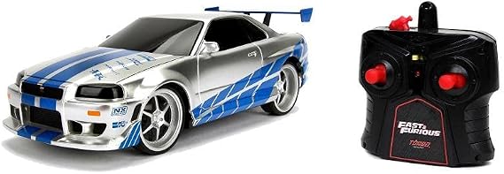 Jada Fast and Furious Remote Control Car - Nissan Skyline GTR, 1:16 Scale, High Speed and Performance, Fast & Furious RC Car Model 206007