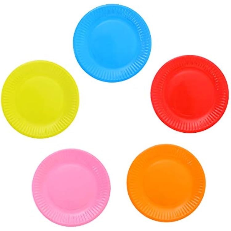 NUOLUX Birthday Party Cake Dessert Paper Plates 6 Round Disposable Paper Plate Assorted Colors, 50 PackRandom Color
