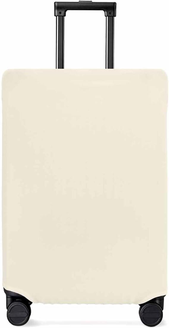 Beige Travel Luggage Cover, Cream Solid Color Anti-scratch Travel Suitcase Protector Covers, Washable Elastic Baggage Covers Fit 19-21 Inch Carry on Luggage