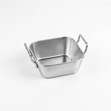 MallArt® Paslanmaz Çelik Kulplu Sunum Kasesi - Atıştırmalık, Sosluk ve Servis Kabı - Mat Altın & Gümüş Renk Seçenekleri (Kare Gümüş)