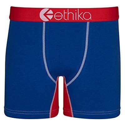 Ethika Mens Mid Boxer Brief, Extended Length, 4-Way Stretch with Signature Waistband - All Star - Contrast