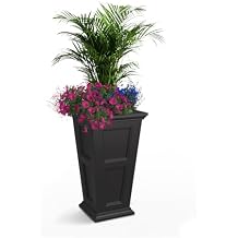 Mayne Fairfield 28-Inch Tall Planter Self-Watering, Weather-Resistant Planter for Flowers Durable Outdoor Design for Patio, Porch, or Entryway