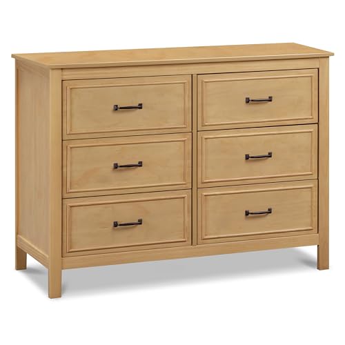 Davinci Charlie 6-Drawer Baby Dresser - Wooden Double Chest of Drawers for Kids, Boys and Girls - Multi-Purpose Storage Dresser for Bedroom, Nursery, Living Room & Hallway, Easy to Assemble - Honey