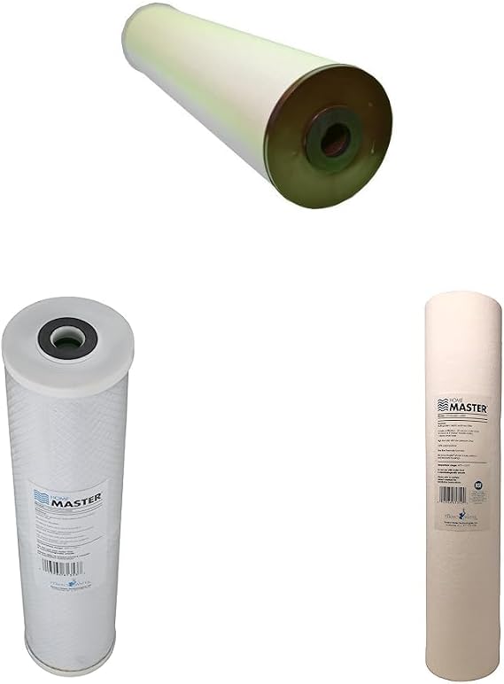 Home Master Whole House Iron Filter, Radial Flow 15gpm, Fits Big Blue & CFRFGAC20-20BB Radial Flow GAC 20 Micron Replacement Water Filter, 3-Pack