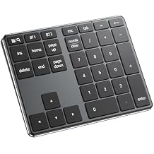 iClever Bluetooth Number Pad, Aluminum 34-Key Wireless Numeric Keypad, USB-C Rechargeable Numpad Keyboard for Data Entry and Accounting, Compatible with Laptop, Mac, Surface Pro, PC Desktop