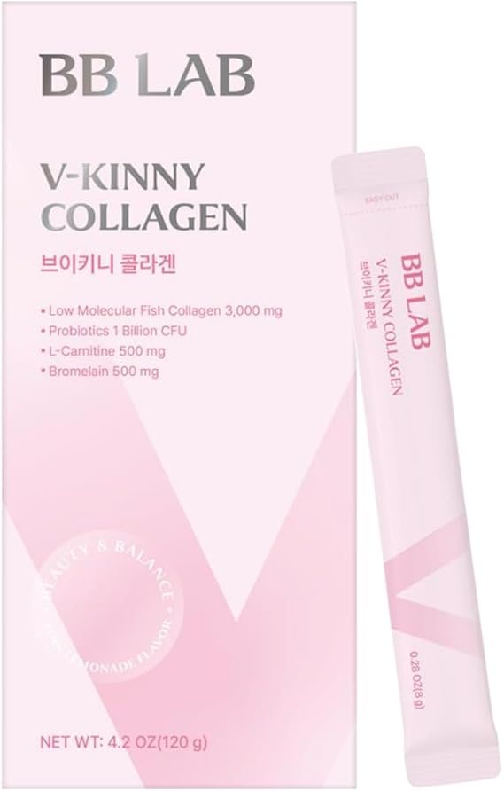 BB LAB Collagen Powder Drink Mix, Pink Lemonade Flavor, Zero Sugar, Low-Molecular Fish Collagen with Probiotics, Korean Beauty Drink, 8g*15 Sticks