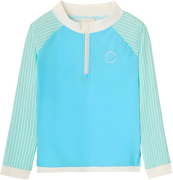 Kietla Blue Striped UPF 50+ UV ve UVB Korumalı Çocuk için Deniz ve Havuz Uzun Kollu Tişört Mayo