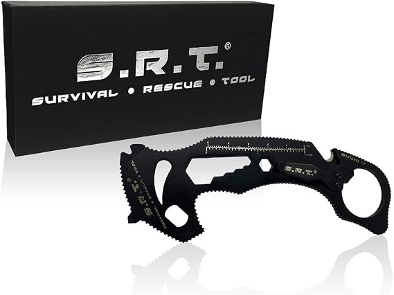 S.R.T. Survival Rescue Tool - 14 Function Premium Rescue Multitool for Everyday Carry Personal Protection Applications - Automobile Rescue Tool with Seat Belt Cutter and Window Breaker - TSA Compliant