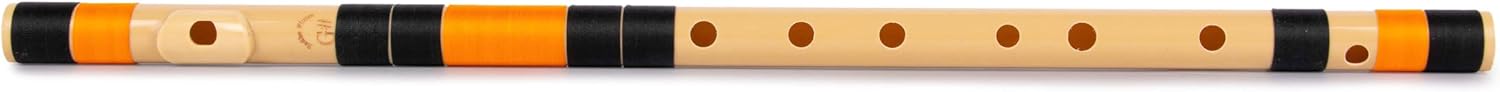 Radhe Flutes | G Sharp Right Handed Base Bansuri | Black & Orange| Tuned With Tanpura A=440Hz | PVC Flute  Hindi & English Flute Lessons