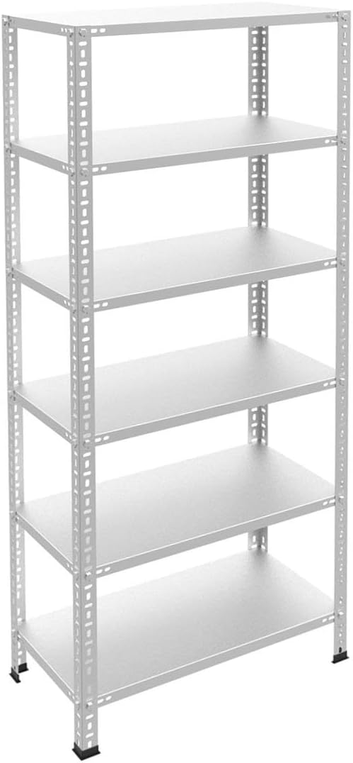 6 Katlı Galvaniz Çelik Raf - Depo, Arşiv, Kiler, Dosya, Market Rafı 31x75 cm 150 cm 0.70 mm