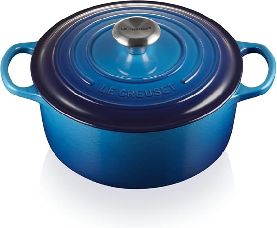 Le Creuset Signature Enamelled Cast Iron Round Casserole Dish With Lid, 24 cm, 4.2 Litre, Azure, 21177182202430