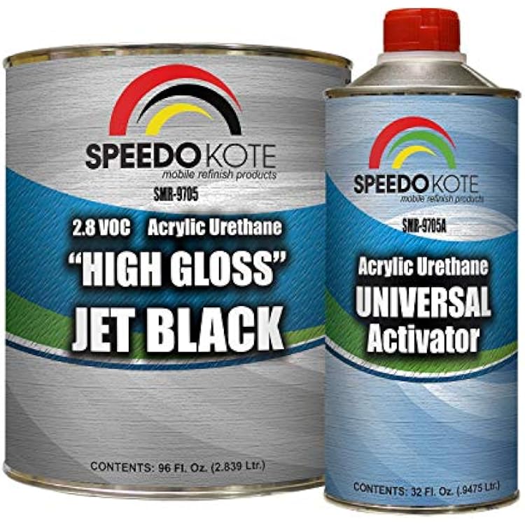 Speedokote High Gloss Jet Black 2K Acrylic Urethane, 34 Gallon Black and 1 Quart Activator, SMR-9705-M