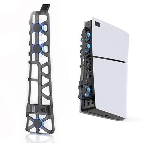 ElecGear PS5 Slim Externer Lüfter USB-betriebenes Gehäuse und CPU Ventilator Kühler für 2023 PlayStation 5 Ultra HD- und Digital CFI-2000-Modelle