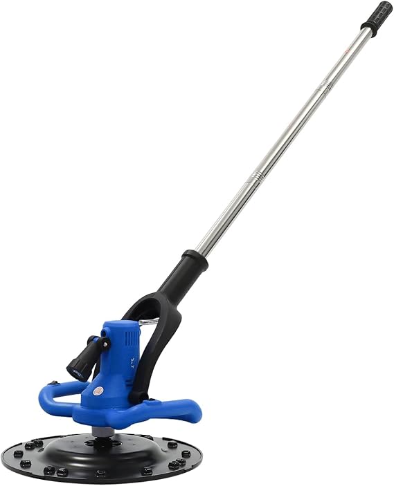 Electric Concrete Trowel with Extension Rod 1680W Wall Polishing Machine with LED Light 6 Variable Plaster Speed Mortar Mixer 80-200RPM (Blue)