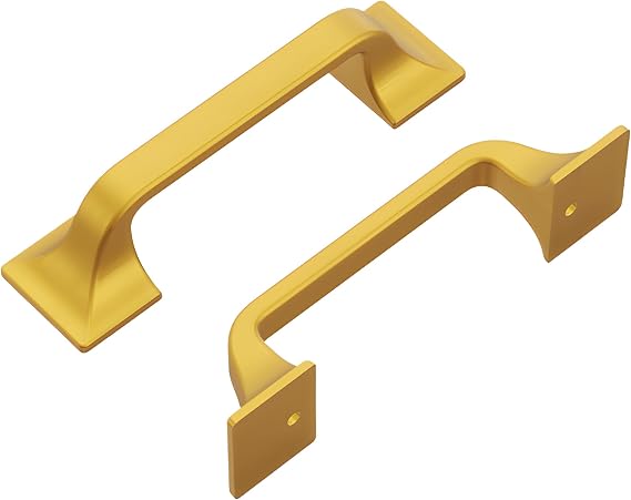 Hickory Hardware 1 Pack Solid Core Kitchen Cabinet Pulls, Luxury Cabinet Handles, Hardware for Doors & Dresser Drawers, 3 Inch Hole Center, Brushed Golden Brass, Forge Collection