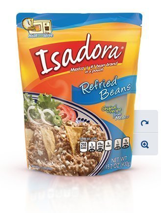 Isadora Beans 15.2oz Pouch (Pack of 6) Choose Flavor Below (Original Recipe Refried Beans) by Isadora