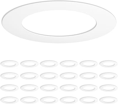 Amico 24 Pack Goof Rings for 6 Inch Recessed Lights, Can Light Trim Ring Cover, Outer Diameter 8.6-inch, Inner Diameter 6.2-inch, Durable Plastic Design, White
