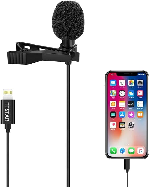 TTstar Portable Mini Clip On Mini Hands Free Lapel Mic Microphone for iPhone (MFI-Certificated)