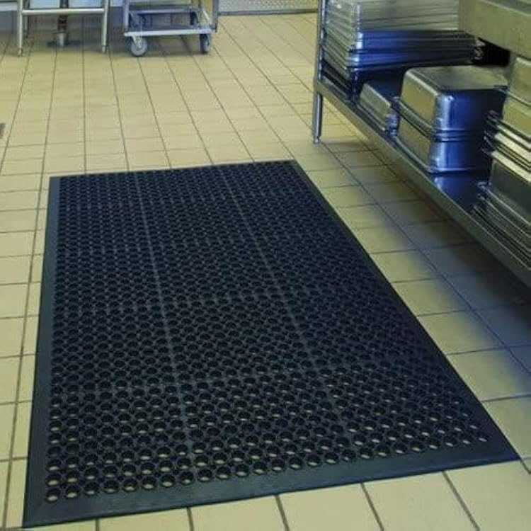 150x90 CM Heavy Duty Eco-Friendly Rubber Anti-Fatigue Kitchen Bar Floor Mat Bar Kitchen Industrial Multi-Functional Anti-Fatigue Drainage Rubber Non-Slip Hexagonal Mat