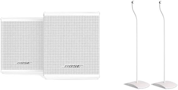 Set Purchase BOSE SURROUND SPEAKERS Wireless Rear Speakers Arctic White + UFS-20 Series II Universal Floorstands Speaker Stand, White