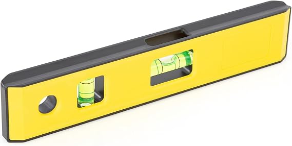 Mayes 10198 8" Magnetic Torpedo Level, Made in USA Magnetic Level for Metal Surface Use, High-Visibility Vials, Lightweight Plastic