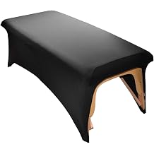 Massage Table Cover, Lash Bed Cover Soft Polyester Massage Table Stretchy Non-Slip Beauty Bed Protective Topper for Lash Extension, Spa, Beauty Salon, Black, Sheets