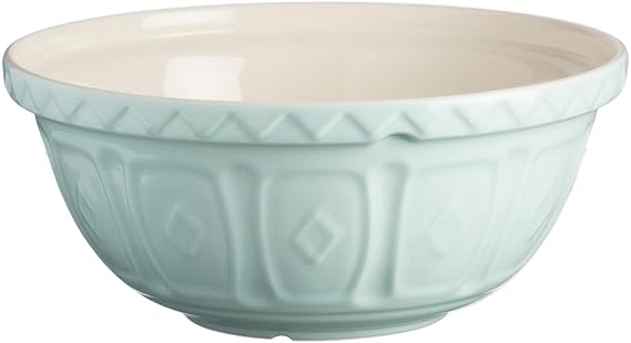 Mason Cash Colour Mix Powder Blue Mixing Bowl | 2 Litre Capacity | 24cm Earthenware Bowl with Classic Pattern Design | Lightweight &