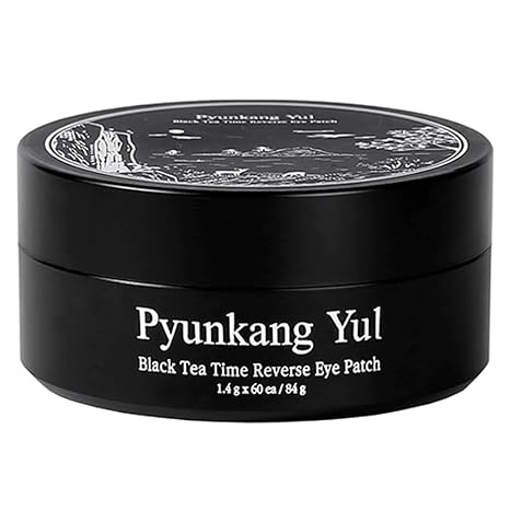 Pyunkang Yul PKY Black Tea Time Reverse Eye Patch for Anti-Aging, Deep Nourishing with Low-Molecular Collagen, Dark Circles & Fine Line Care with Kombucha, Korean Skincare (30 Pairs)