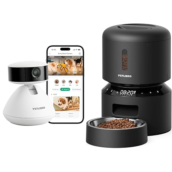 PETLIBRO AI Multi-Pet Recognition Pet Camera With Granary Black Timed Automatic Cat Feeder for Dry Food, Camera with Phone App, Daily Activity Analysis & Smart Summaries, 360 Auto Tracking 2-Way Talk