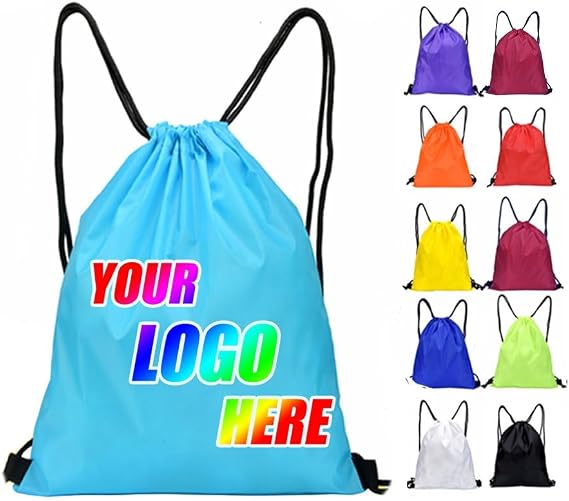 Bulk Custom Drawstring Bags,30/50/100 Pcs Personalized String Backpacks with Logo,Lightweight Travel Backpack for Unisex Gym(420D)