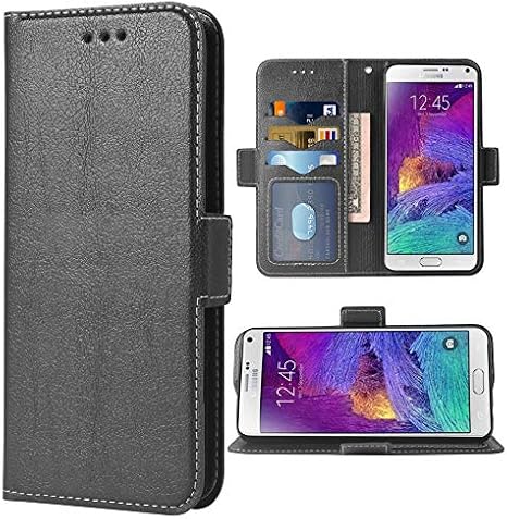 Wallet Case for Samsung Galaxy Note 4 Women Men Black