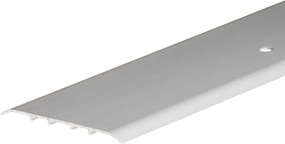CEZAR Aluminium Protective Strip 1 Metre Wide 80 mm Door Sill Transition Profile Flat Oval Transition Rail with Fixing Pins Silver