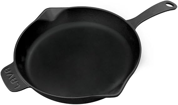 Lava Metal Döküm Yuvarlak Kızartma Tavası, Metal Kulplu, 28 cm, Siyah