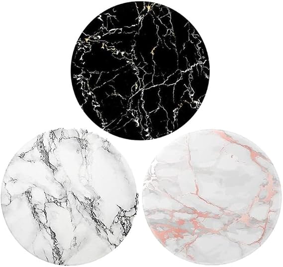 Collapsible Phone Bracket 360Rotary Gripsfor Phones & Tablets(3 Pack) - Black and White and Pink Marble