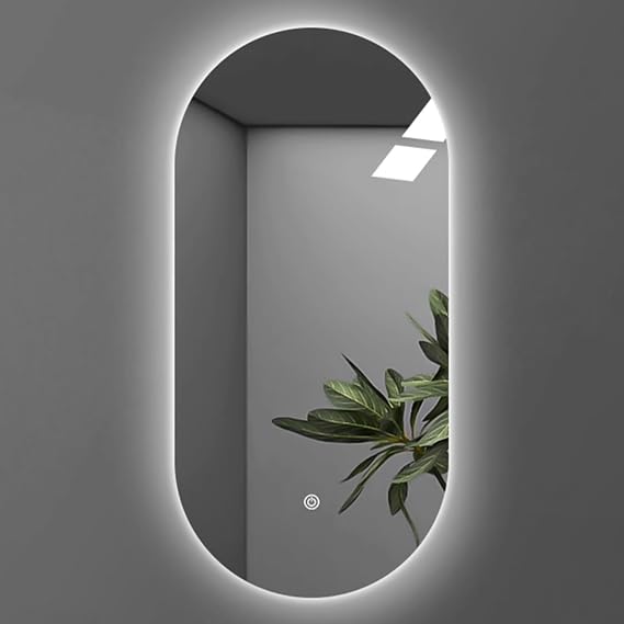 Oval Bathroom LED Mirror: Backlit Illuminated Bathroom Mirror, Frameless Wall Mounted Vanity Mirror with Lights, Smart Touch Switch 3 Colors Dimmable, Led lighted Wall Mirror