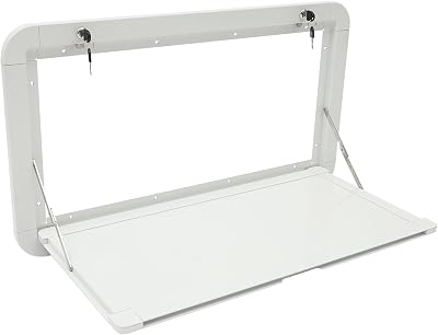 31.5 x 17.8 inch RV Caravan Folding External Picnic Table Aluminum White Wall-Mount for Indoor Travel Beach and Party,Maximum Load 55.11 lbs
