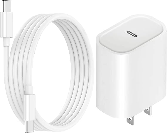 USB C Fast Charger for Airpods 5/4 Gen,AirPods Pro 2nd/3rd Gen,AirPods Max 2024,iPhone 15 16 17 18,iPad, iPad Pro - 6.6ft USB-C Cord, 20W PD Power Adapter