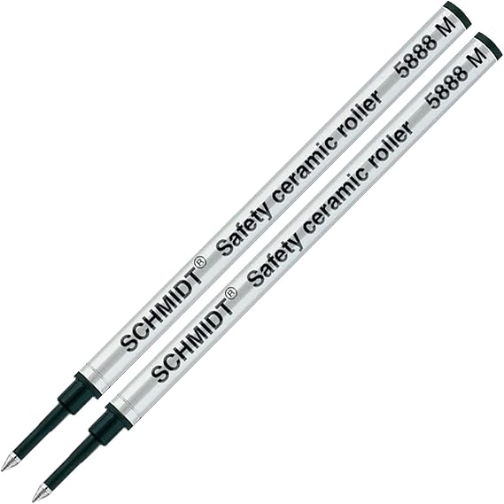 2 Pack - Schmidt 5888 Black Medium Rollerball Metal Refill