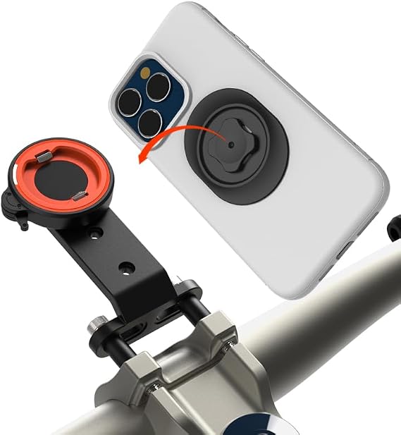Out-Front Bike Phone Mount Dual Buckle Quick Release | CNC Aluminum Holder for iPhone & Android | Fits 4.06.7 Smartphones | Road/MTB Riding