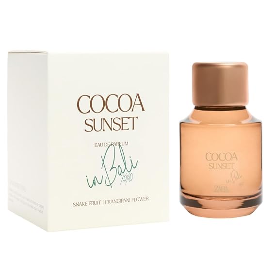 Zara Cocoa Sunset in Bali Eau de Parfum for Women, Fruity Floral Fragrance with Snake Fruit, Frangipani and Amber Notes, Exotic Creamy Solar Perfume Spray, 100ml (3.4 fl. oz.)