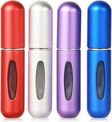 Saiveina Portable 5ml Mini Perfume Atomizer Bottles, Refillable Perfume Spray Bottle, Scent Pump Case, Empty Perfume Bottles for Travel and Outgoing4 Pack