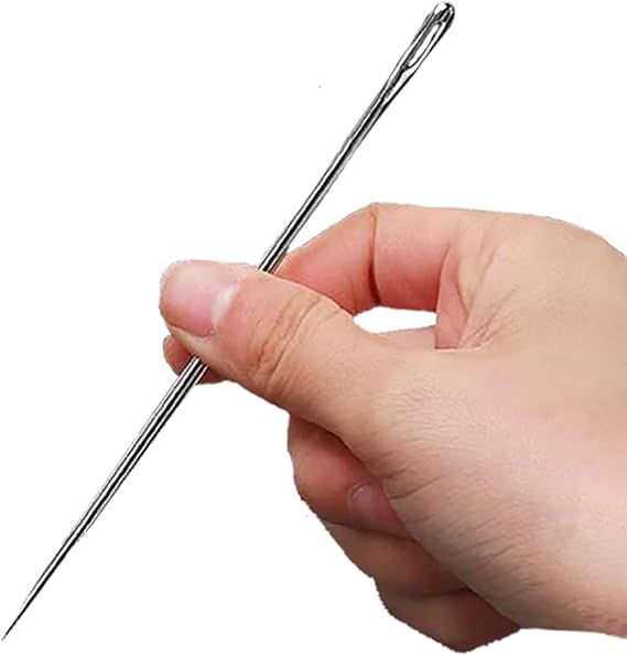 4" Professional Upholstery Needle 10cm Length 3mm Thickness, Big Eye Hand Sewing Needles for Stitching and Crafting Projects
