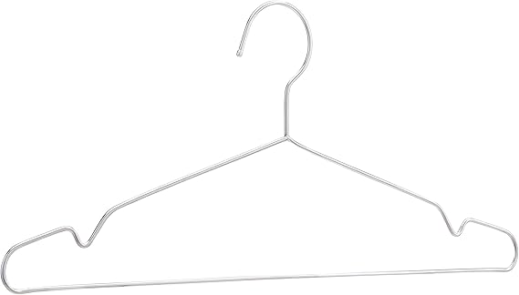 Amazon Basics Stainless Steel Clothes Hangers for Shirts, Suits, Dresses and Jackets, Silver, 50-Pack