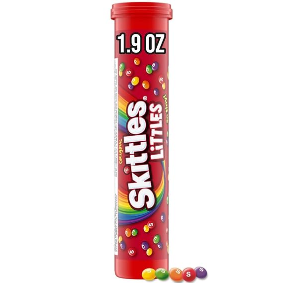 SKITTLES Littles Original Chewy Candy Mega Tube Resealable Snack, 1.9 Oz