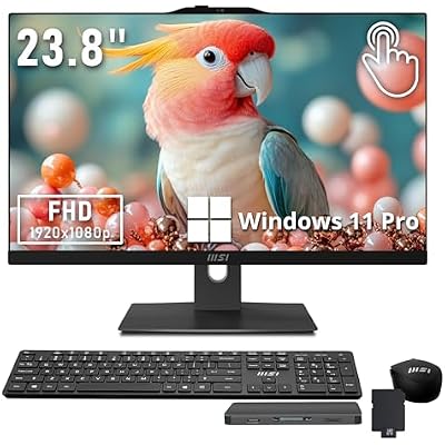 msi Modern 23.8 FHD All-in-One Touchscreen Desktop, Intel Core 7-150U, 16GB DDR5, 1TB SSD1TB HDD, Intel Graphics, Webcam, Wireless Keyboard & Mouse, Win 11 Pro, Black, 1TB Docking Station Set
